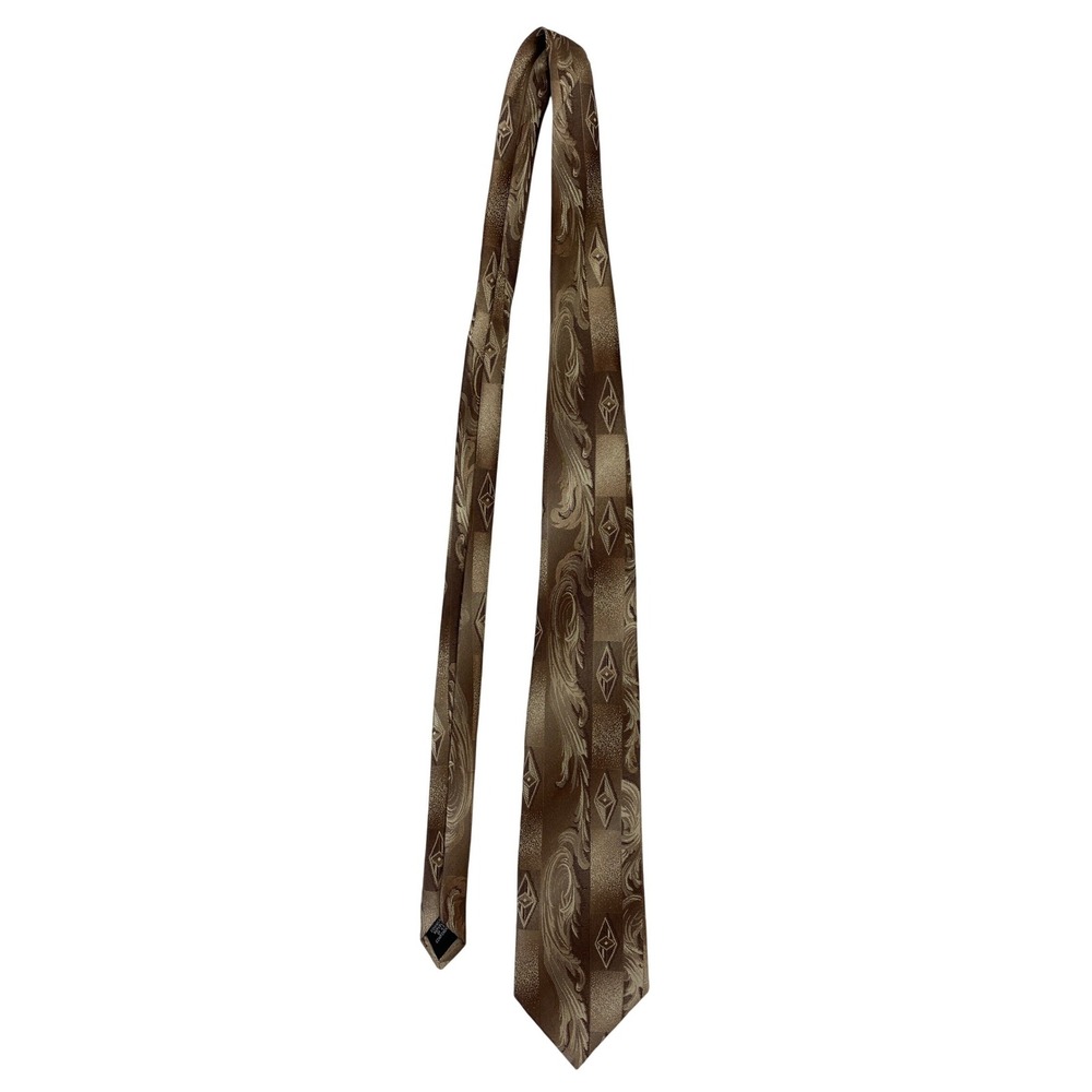 Cabralli Collection Brown Patterned Necktie Silk‎ Blend Made in Dominican